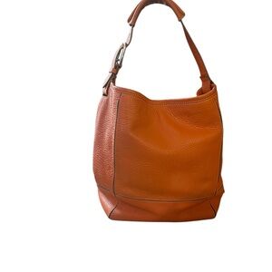 Orange Leather Hobo Bag